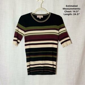 Vintage-Inspired Ribbed Stripe Knit Tee‎ by Philosophy L